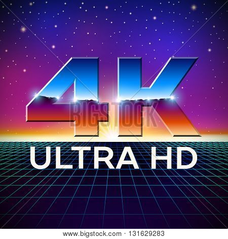 4k Ultra HD format logo with shiny letters