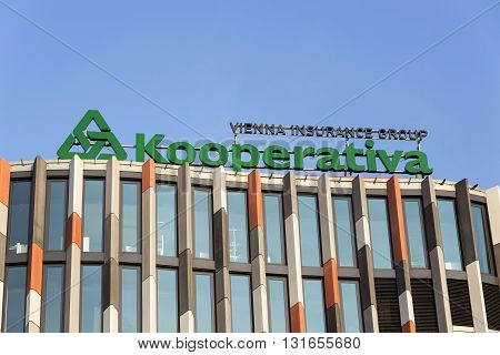 Prague, Czech Republic - March 31: Kooperativa - Vienna Insurance Group Logo On The Main Point Karli