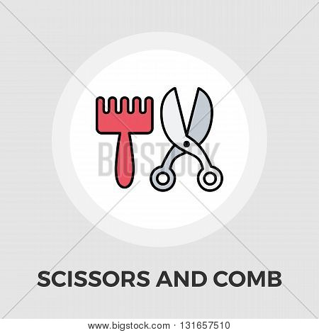 Scissors and comb icon vector. Flat icon isolated on the white background. Editable EPS file. Vector illustration.