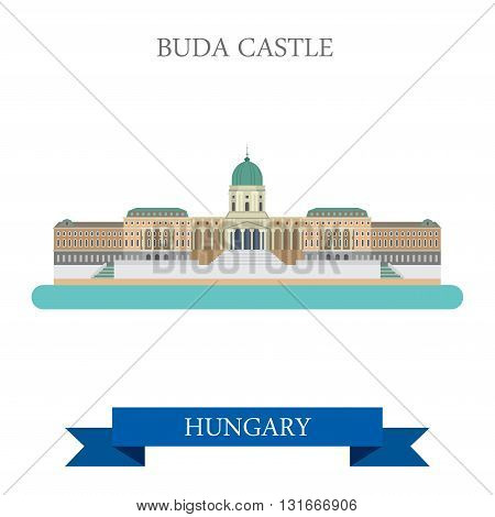 Buda Castle in Budapest Hungary flat vector attraction landmarks