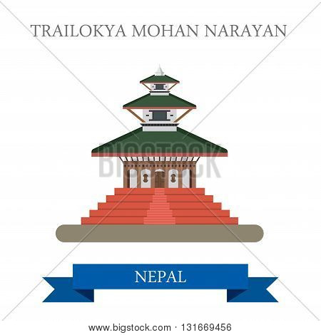 Trailokya Mohan Narayan Temple Nepal vector flat attraction