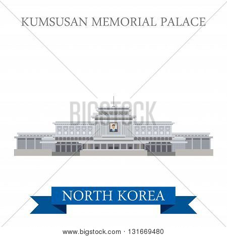 Kumsusan Memorial Palace Pyongyang North Korea vector flat