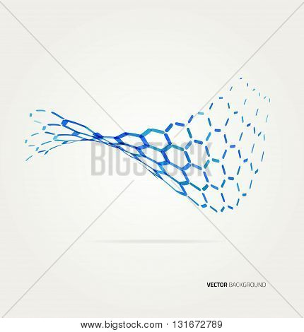 Abstract color wave hexagons template. Vector illustration