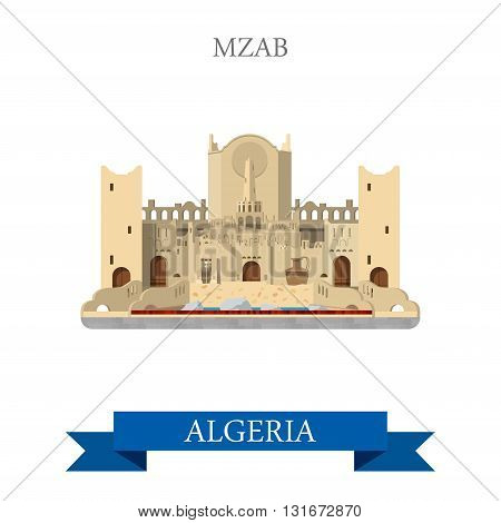 Mzab in Algeria vector flat Africa attraction landmarks