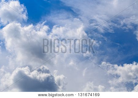 White cloud in the blue sky. Synoptics. Good weather