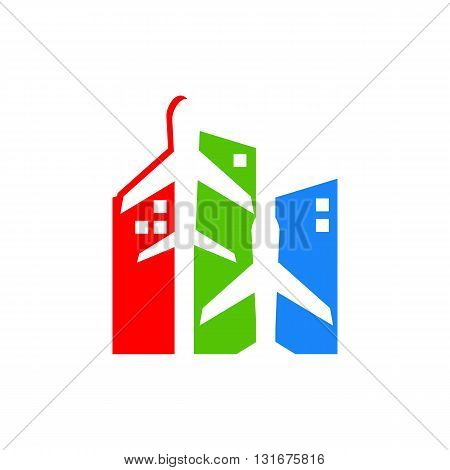Holiday Plane Logo flying aviation trip vocation route expedition traveling
