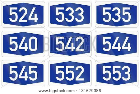 Collection Of Numbered Highway Shields Of German Autobahn System