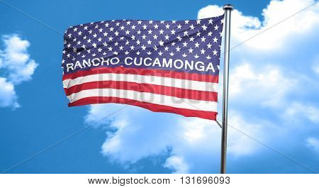 rancho cucamonga, 3D rendering, city flag with stars and stripes