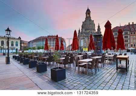 DRESDEN, GERMANY - MAY 14, 2016: Neumarkt square in the old town of Dresden, Germany on May 14, 2016.