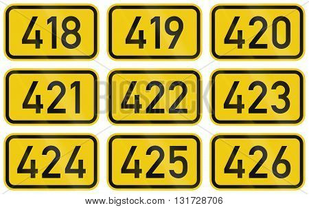 Collection Of Numbered Highway Shields Of German Bundesstrassen (federal Roads)