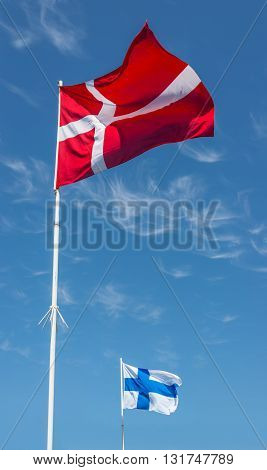 Flags Of Denmark And Finland.