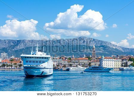 Split Croatia - May 07 2016: busy harbour of Split