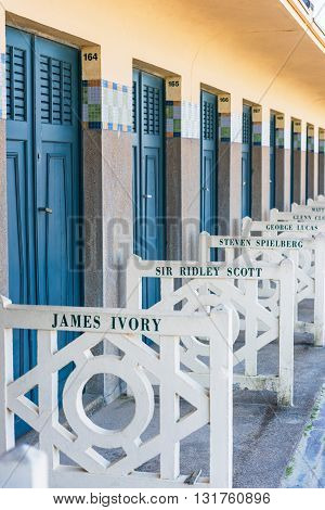 Beach Closets With Famous Names In Deauville, France