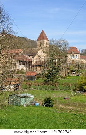 Jalogny France - april 8 2015 : the picturesque village in spring