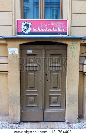 Berlin Germany - May 17 2016: historic shoemaker shop in Berlin. Berlin the capital of Germany has about 3.5 million inhabitants and is a global city of culture politics media and sciences