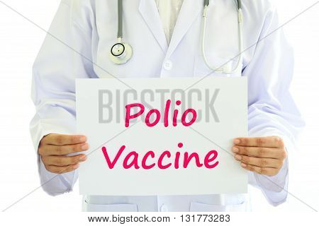 Doctor holding polio vaccine card in hands