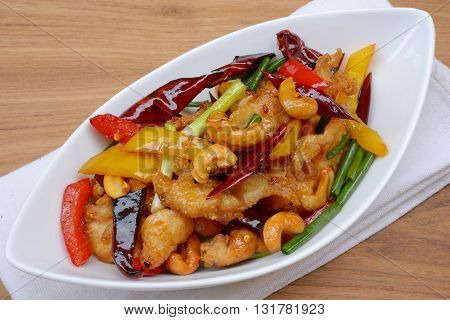 Thai food,stir fired chicken with cashew nuts
