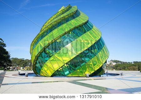 DALAT, VIETNAM - DECEMBER 27, 2015: Skylight in the form of a flower bud of the artichoke in the Lam Vien Square. Main landmark of the city Dalat, Vietnam