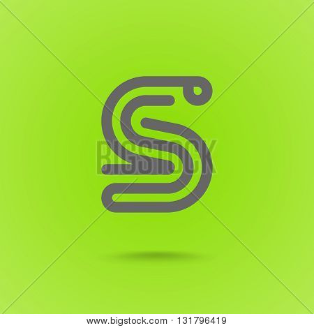 S Letter. S type line shape. S Line Logo Design Element Type. Letter S on Green Background. Vector Illustration