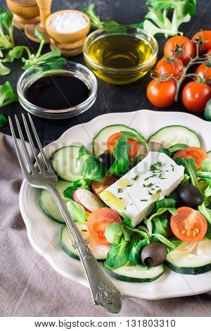 Photos of fresh sala on rustic background