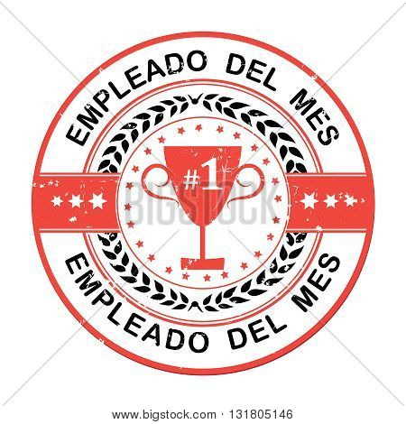 Employee of the month in Spanish language (Empleado del mes) - Printable rubber grunge label / badge
