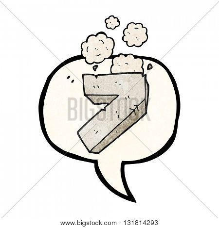 freehand speech bubble textured cartoon stone number seven