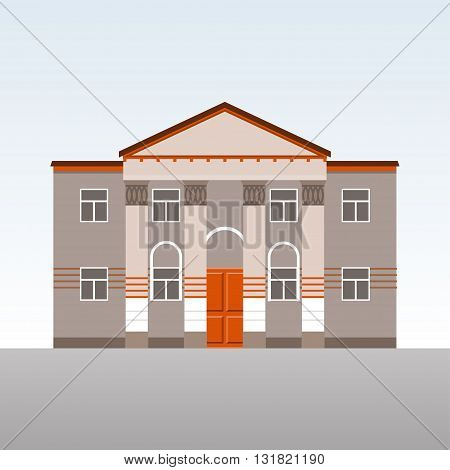 Classical building with columns. Flat vector illustration.