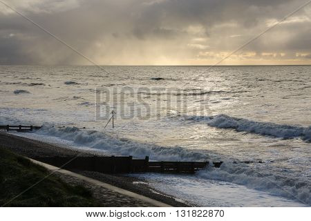 Early morning beach scene in Cumbria North West England UK