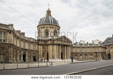 PARIS, FRANCE - MAY 14, 2013: In this historic magnificent building called the Bibliotheque Mazarine is the Academy of Fine Arts and the Institute of France.