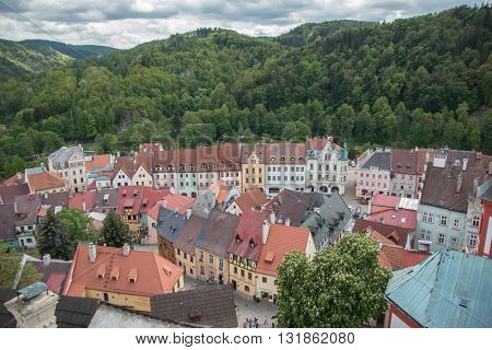 LOKET, CZECH REPUBLIC - 25.06.2016: Old medieval town of Loket Czech Republic
