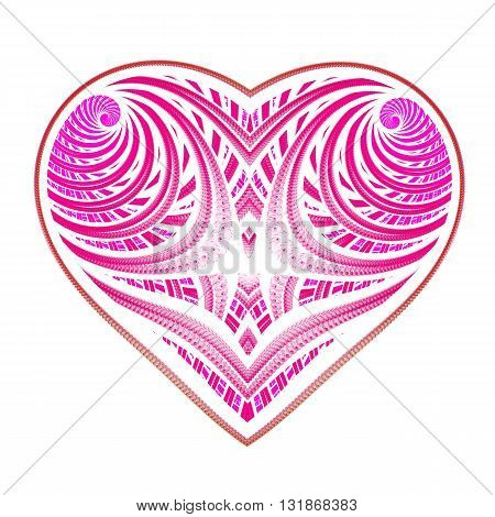 Abstract red heart. Kabbalistic sign. Mysterious psychedelic relaxation wallpaper. Fractal abstract pattern. Digital artwork creative graphic design.