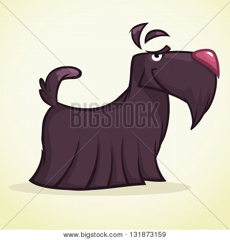 Cute cartoon scottish terrier. Vector black Scottie dog