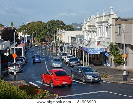 Auckland New Zealand - May 21 2016: Shops Cafes & Main Street of Devonport.