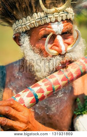 Playing Man In Papua New Guinea