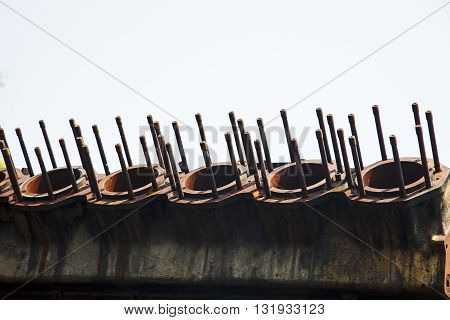 Impressions of the cylinder block of the car with a strong engine size.