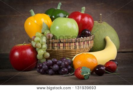 Fresh Fruit And Vegetables Shot In Still Life Concept