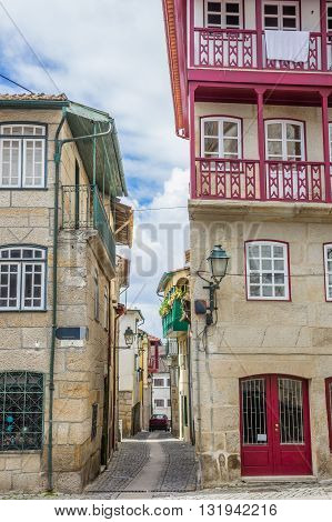Narrow street in the historical center of Chaves Portugal