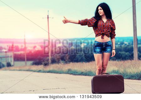Beautiful Girl Stops The Car