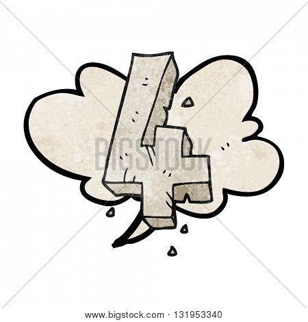 freehand speech bubble textured cartoon stone number four