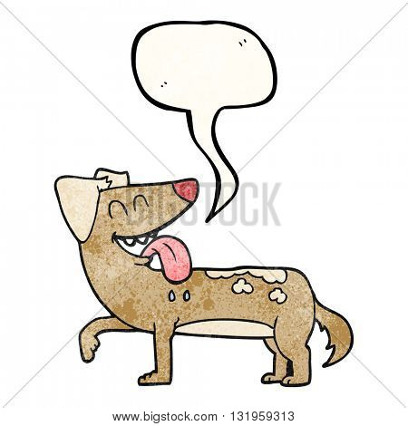 freehand speech bubble textured cartoon panting dog
