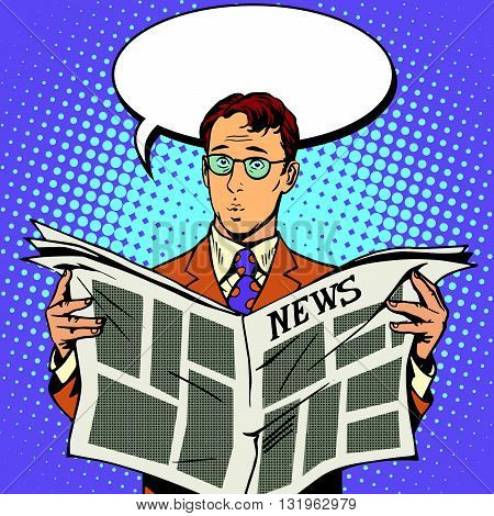 newspaper news surprise reader pop art retro vector