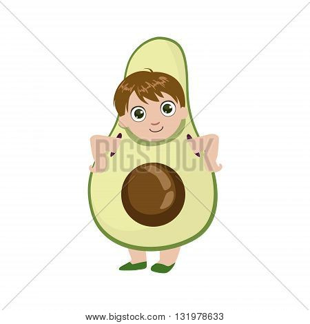 Boy Dressed As Avocado Colorful Simple Design Vector Drawing Isolated On White Background