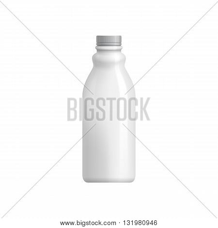 Plastic bottle template. Milk, yogurt or juice packaging. Blank bottle packaging isolated on white background. Package template. Realistic 3d bottle pack mockup. Plastic packaging layout. Drink plastic bottle. Packaging for design. Milk or juice pack.