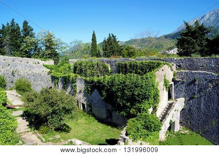 Top view of the barracks in the fortress Spanjola (Herceg Novi, Montenegro)