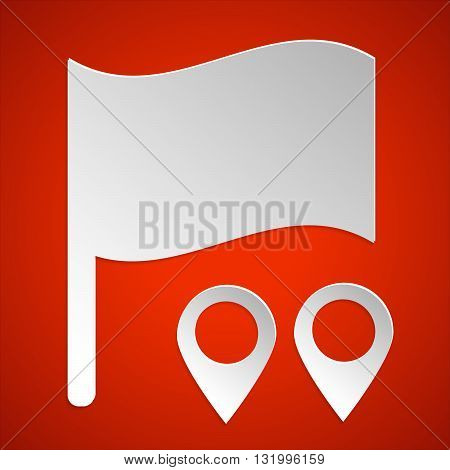 Flag icon vector. Paper flag icon object. Gps icon vector. Location marker symbol