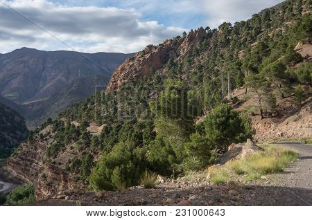 Serpentine Road In High Atlas Mountain Range, Morocco, Africa