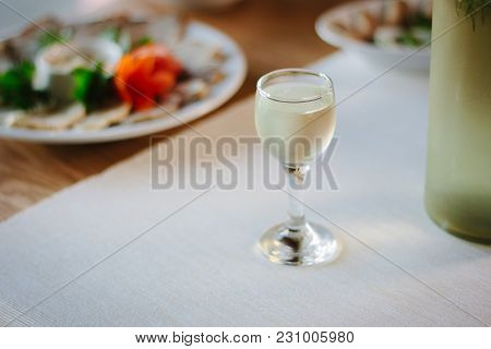 Ukranian Gorilka - National Alcohol Drink In Small Glass