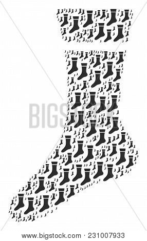 Sock Illustration Done In The Shape Of Sock Pictograms. Vector Iconized Collage Organized With Simpl