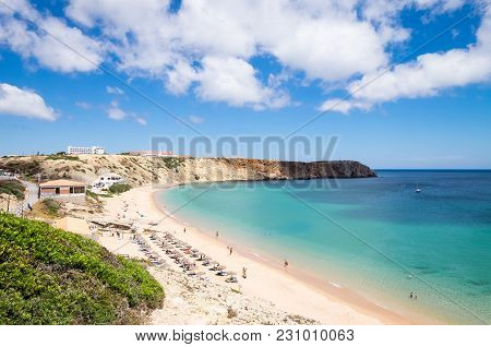 Turquoise Water On The Uncrowded Beaches Of Sagres In Algarve, Portugal