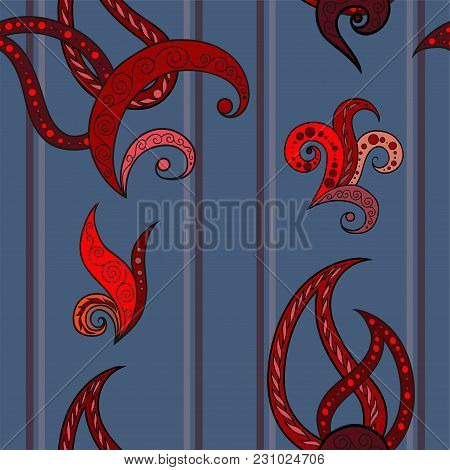 Simple Rounded Fire Ornament. Vector Illustration. Set